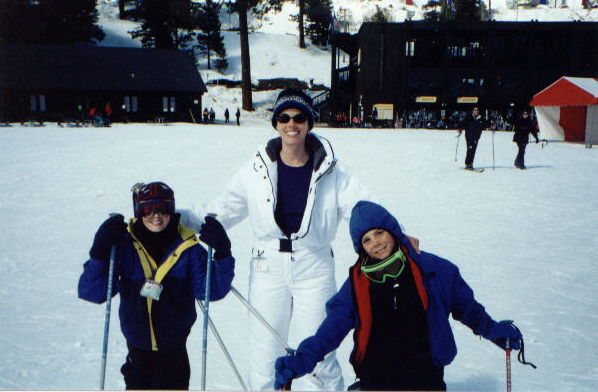 Becky, Courtney, and Chris skiing in Idaho